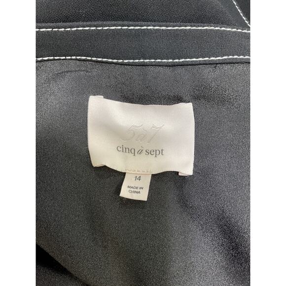 Cinq A Sept 'Chelsea' Black Triacetate Wrap Mini Dress Size 14 - Picture 4 of 5